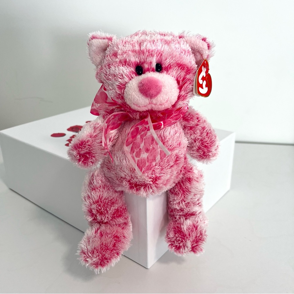 Ty Classic Pink Stuffed Animal Plush Toy; "Meows" pink cat, produced in 2005